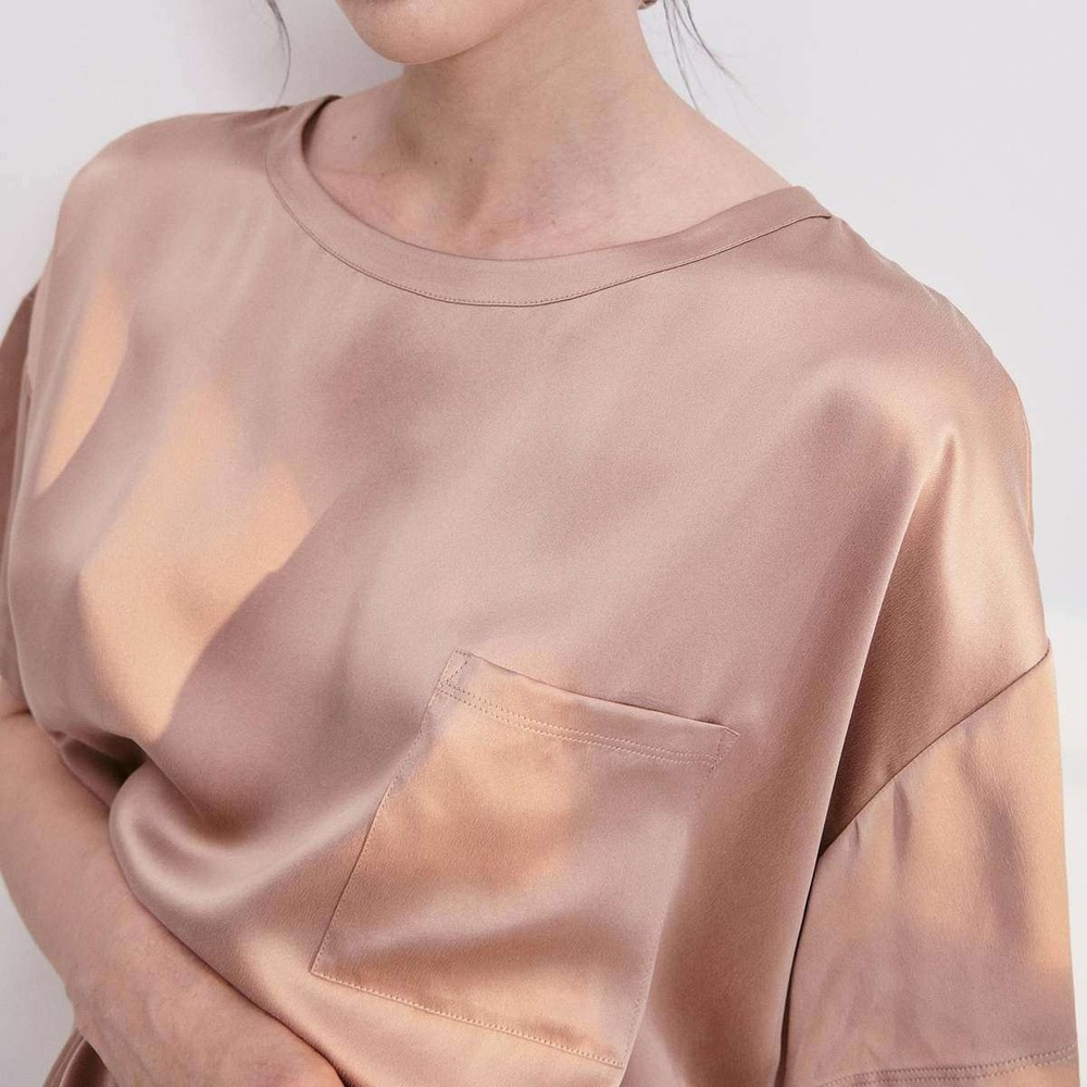 Lunya Washable Silk Tee Otium Tan Short Sleeve Size XS/S - Picture 5 of 14